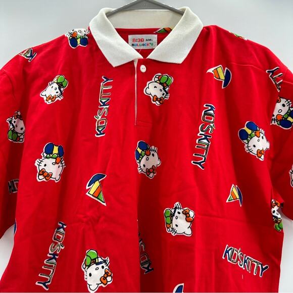 Vintage 8:30 a.m. Bullock's Red Multi Hello Kitty Short Sleeve Polo Shirt Sz L - Picture 2 of 11